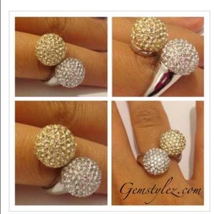Two Tone Crystal Ball Ring